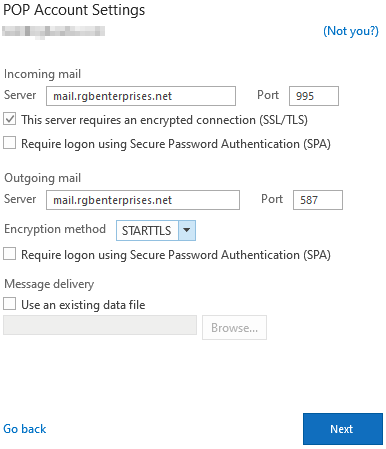 O365 Outlook config